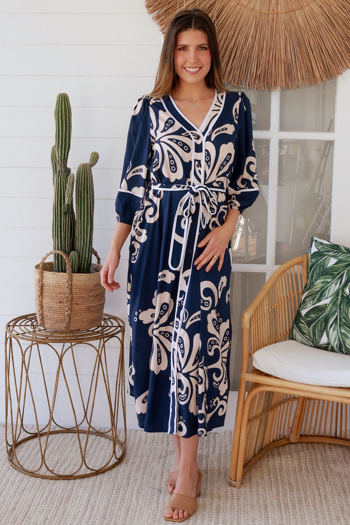 Talia Navy Midi Dress