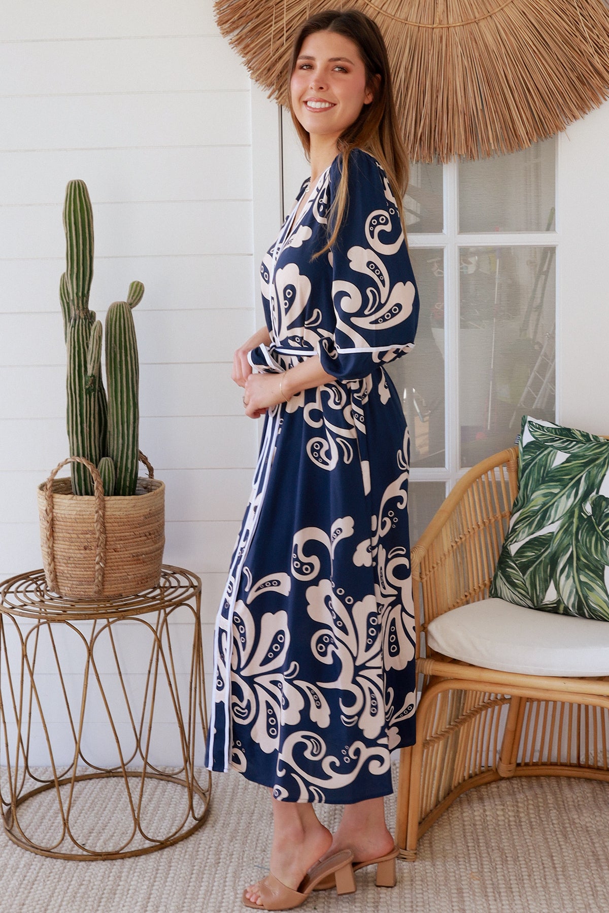 Talia Navy Midi Dress