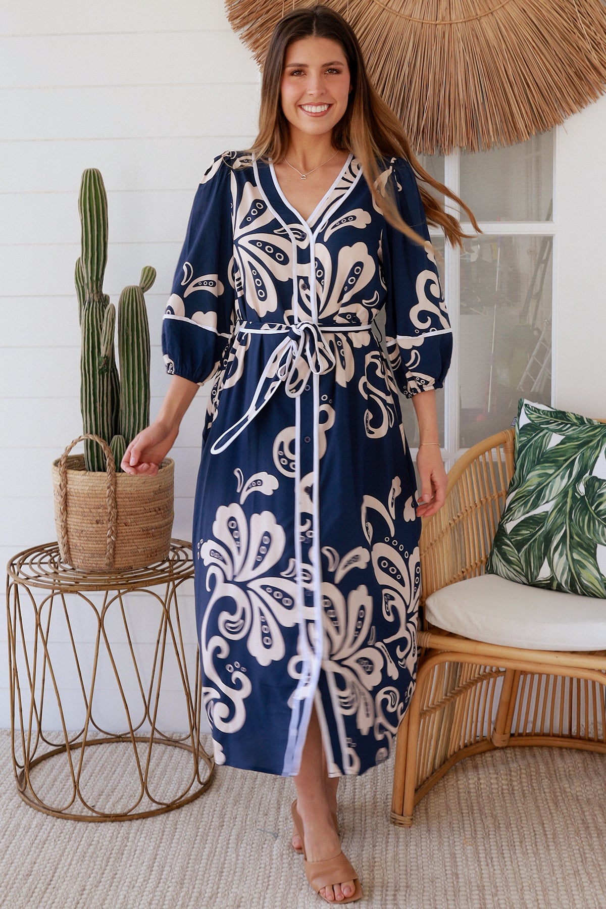 Talia Navy Midi Dress
