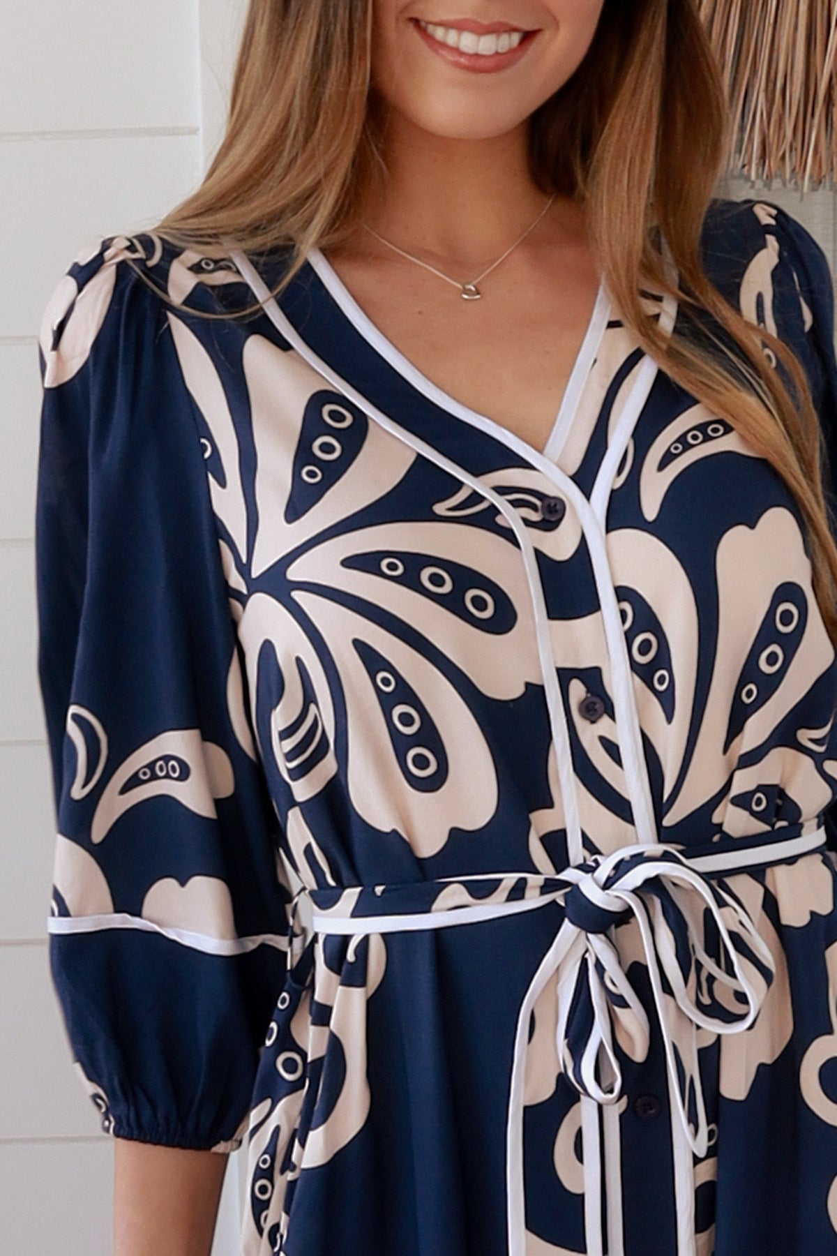 Talia Navy Midi Dress