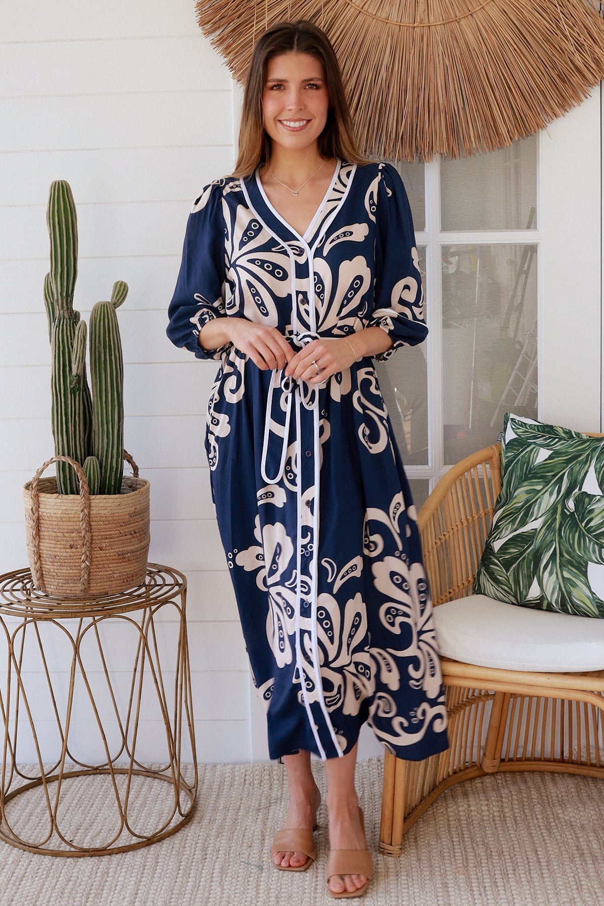 Talia Navy Midi Dress