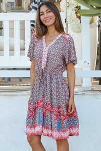 Greta Pink V-Neck Mini Dress