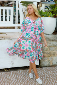 Raquel Midi Dress Luca Pink