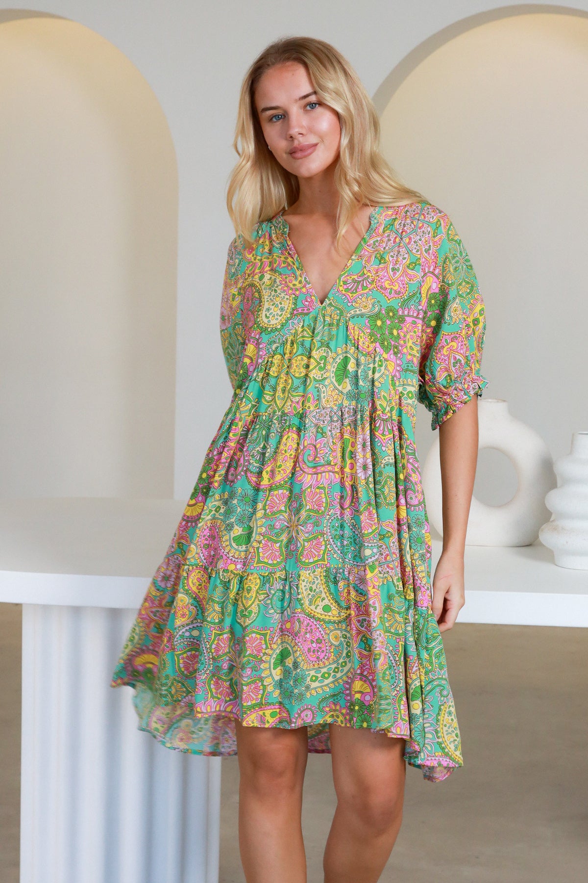 Allie 1/2 Sleeves Mini Dress