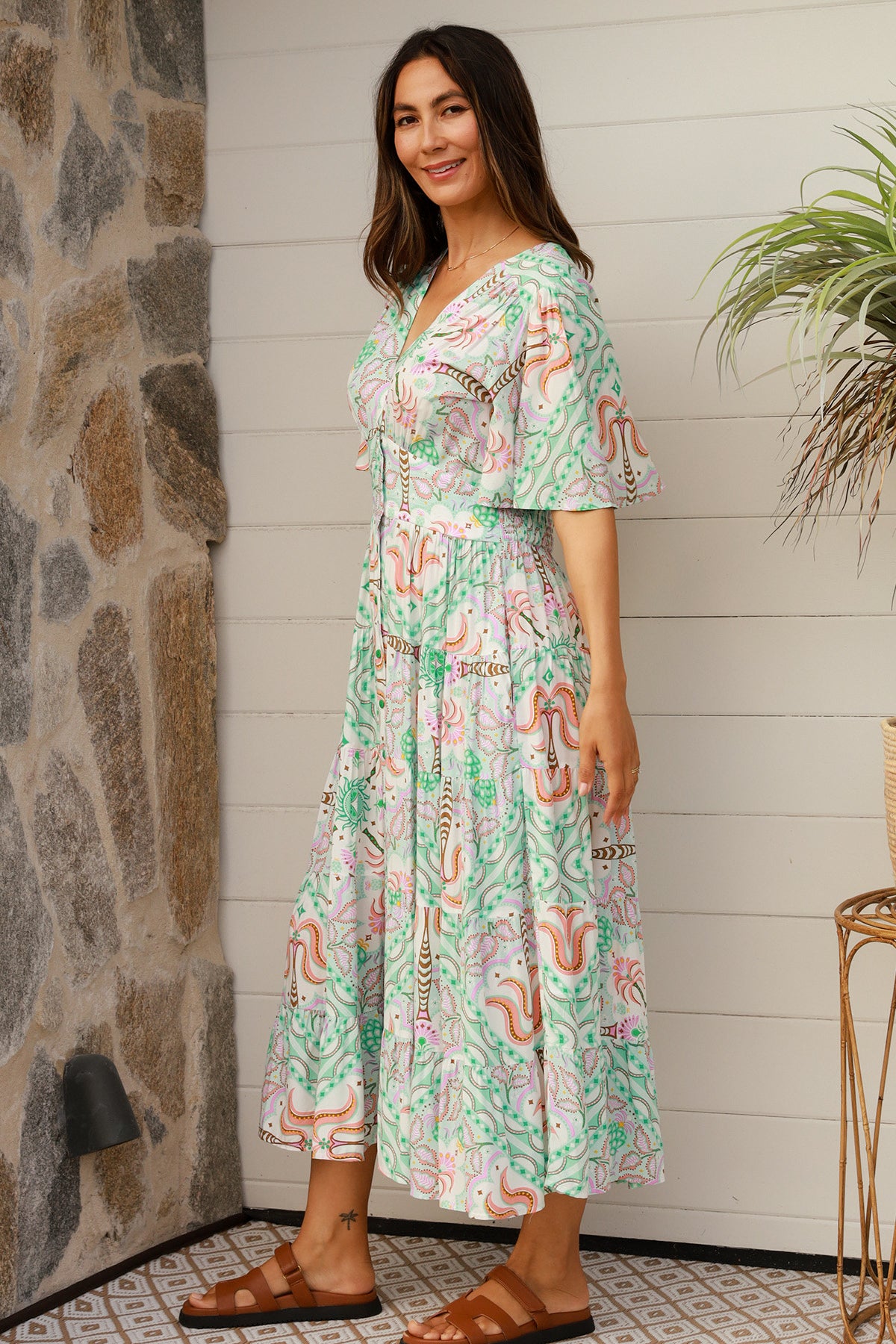 Luca Green Midi Dress