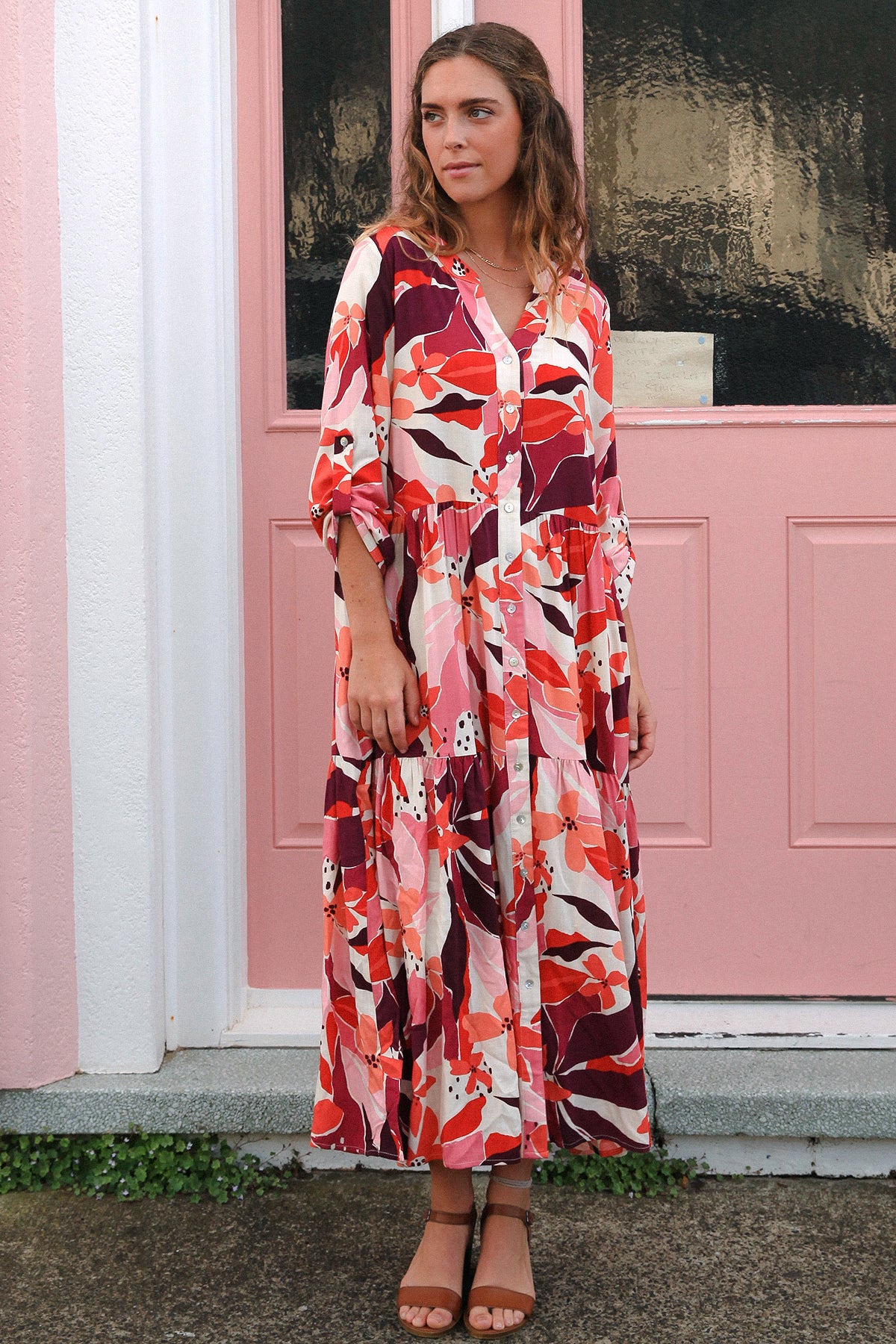 Cameron 1/2 Sleeves Midi Dress