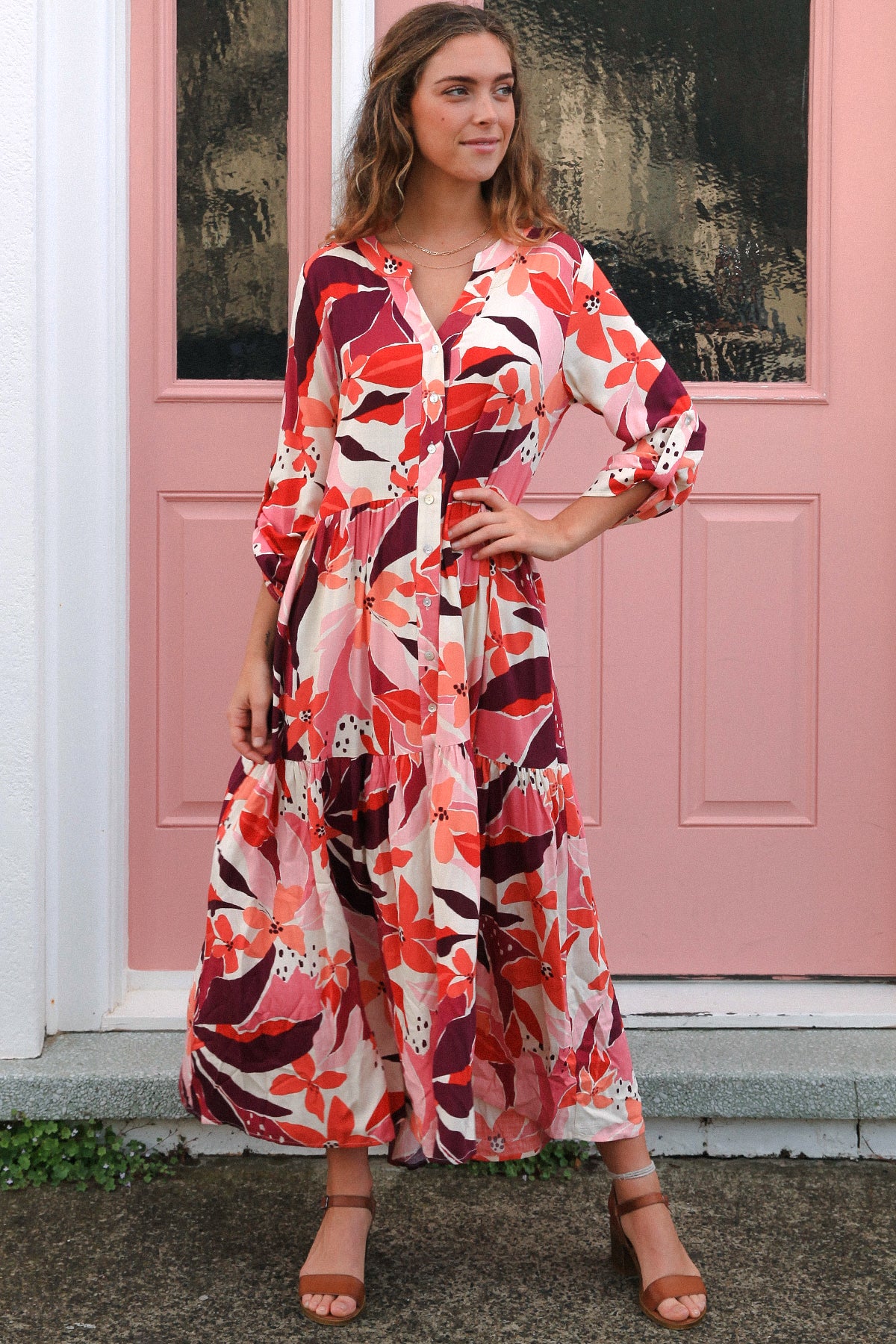 Cameron 1/2 Sleeves Midi Dress