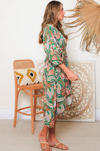 Zion 3/4 Sleeves Midi Dress