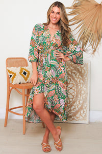 Zion 3/4 Sleeves Midi Dress